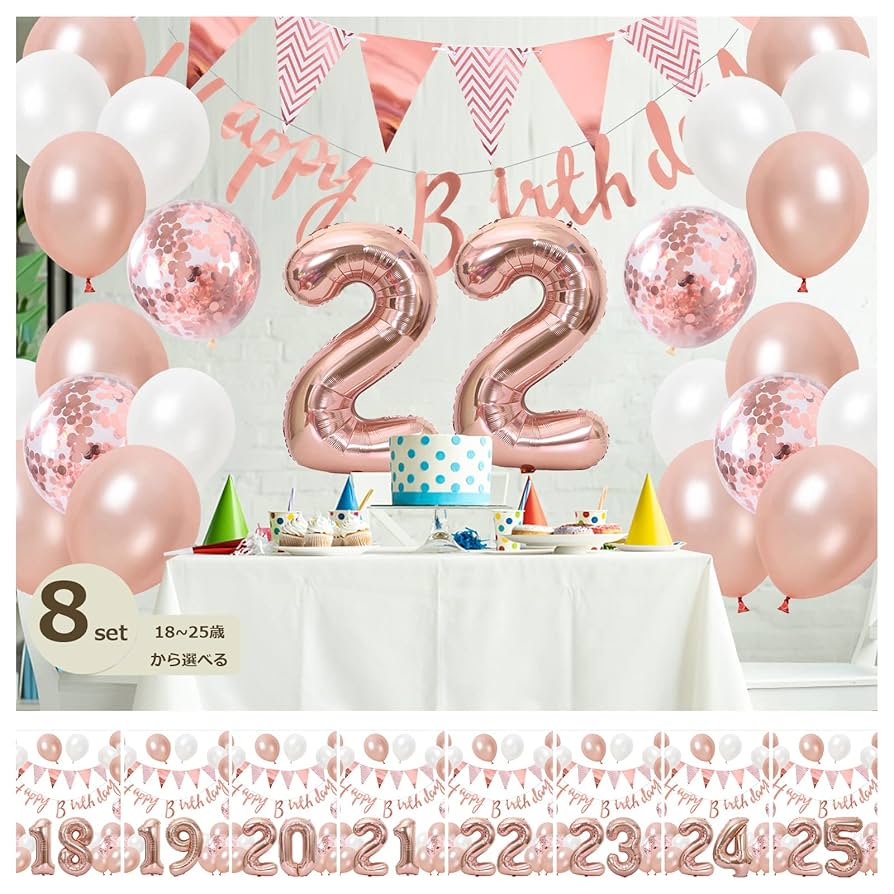 Amazon | 誕生日 バルーン 風船セット 飾り付け 22歳 happy